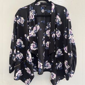 Indulge in Style Floral Black Kimono Style Cardigan/Blazer
